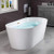 Bathtub Contemporary Soaking White Tub with Brushed Gold Overflow and Drain