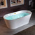 Bathtub Contemporary Soaking White Tub with Brushed Gold Overflow and Drain