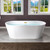 Bathtub Contemporary Soaking White Tub with Brushed Gold Overflow and Drain