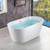 Bathtub Contemporary Soaking White Tub with Brushed Gold Overflow and Drain,B1702-BG
