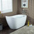 Acrylic Freestanding Bathtub Contemporary Soaking White Tub with Chrome
