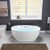 Bathtub Contemporary Soaking White Tub with Brushed Nickel Overflow