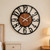AMAATE 20 Inch Large Industrial Wood Wall Clock, Iron Frame & Artful Cutout Numerals, Silent Battery Operated, Decorative for Modern Farmhouse Living Room Office Dining Room Home Décor Products