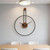 AMAATE Modern Minimalist Wall Clock, Black Metal Ring and Wooden Face, Natural Style Silent Non-Ticking for Living Room, Bedroom, Office Decor, 21.6"x28.7"