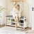 Homaxy 2-Tier Shoe Rack Bench with Side Holder, 39.4 in Bamboo Entryway Bench, Shoe Rack Organizer with Cushion for Front Entrance, Hallway Living Room Bedroom, White and Dark Grey