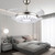 OUKANING 42" Retractable Crystal Chandelier 3 Color Dimmable Ceiling Fan Light W/ Remote Control for Living Bed Dining Room