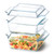 Set of 2 Glass Casserole Dish With Glass Lid, Square 6in x 6in Glass Baking Dish Oven Safe