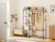 Portable Clothes Rack with 4 Tiers Shelves,Freestanding Closet Organizers and Storage System with Hanging Rods
