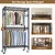 3 Tier Adjustable Wire Shelving Clothing Racks for Hanging Clothes with Double Rods&Side Hooks