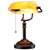 TORCHSTAR Bankers Desk Lamp with Pull Chain Switch, Amber Glass Shade Desk Lamps, Bronze Base, E26 Base