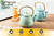 Cast Iron Teapot Stovetop Safe with Infusers for Loose Tea, 54 oz, Light Green