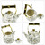 Vintage Enamel Tea Kettle, Dragonfly Floral Pattern Stovetop Teapot with Gold Handle