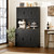 Pantry Cabinet with Charging Station, Tall Kitchen Pantry Storage Cabinet with Microwave Stand