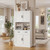 Modern Kitchen Hutch Bar Cabinet with Microwave Stand, Wood Buffet Sideboard with Hutch