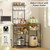 Bakers Rack with Power Outlet, Kitchen Microwave Stand with 10 S-shaped Hooks