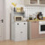 Microwave Cabinet with Storage Drawer, Double Door Cabinet and Adjustable Shelf