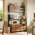 Kitchen Microwave Stand with Cabinets, Coffee Bar Table Station with Storage