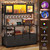 47.2'' Microwave Stand with Storage, Kitchen Coffee Bar Cabinet with Glass Door