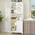 4 Doors and Adjustable Shelves ，White Hutch Cabinet with Microwave Stand