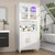 4 Doors and Adjustable Shelves ，White Hutch Cabinet with Microwave Stand