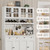 Kitchen Pantry Cabinet with Charging Station, Modern White Kitchen Hutch with Microwave Stand