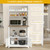 White Baker Rack with Power Outlet and Storage, Farmhouse Microwave Stand