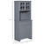 Kitchen Pantry Storage Cabinet with Framed Glass Door Drawer and Microwave Space