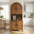 Large Kitchen Storage Cabinet with Fluted Doors and Microwave Stand
