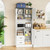 Tall Kitchen Storage Cabinet, Kitchen Hutch with Microwave Stand & Barn Doors
