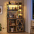 Microwave Stand with Sliding Barn Door, Coffee Bar Cabinet with 6-S Hooks