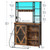 Microwave Stand with Sliding Barn Door, Coffee Bar Cabinet with 6-S Hooks