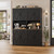 55" Wide Kitchen Pantry Storage Cabinet, Large Kitchen Hutch with 2 Microwave Stands