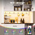 Kitchen Pantry Storage Cabinet with LED Light & Outlet, Kitchen Hutch with Microwave Shelf & 6 Hook