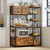 2 Storage Cabinets and Power Outlet, 45.3 Inch Industrial Coffee Bar Cabinet Shelves