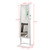 Full Body Makeup Dressing Mirror Jewelry Storage Cabinet  Archaize PVC Wood Grain Coating Upright Square  with LED White[US-W]