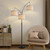 Dimmable Floor Lamp - 3 Lights Arc Floor Lamps for Living Room, 1000LM Modern Tall Standing Lamp With Beige Shades & Heavy Base