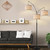 Dimmable Floor Lamp - 3 Lights Arc Floor Lamps for Living Room, 1000LM Modern Tall Standing Lamp With Beige Shades & Heavy Base