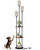 70.9" Floor Lamp with Shelves, Modern Floor Lamp with 3 Linen Shades and Foot Switch, 3-Light Standing Lamp, for Living Room, Bedroom