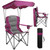 Northroad Folding Camping Chairs with Canopy Shade, Beach Chair w/Cup Holders, Armrests & Carry Bag for Outdoors Travel Sports Fishing, Purple