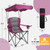 Northroad Folding Camping Chairs with Canopy Shade, Beach Chair w/Cup Holders, Armrests & Carry Bag for Outdoors Travel Sports Fishing, Purple