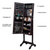 Full Body Makeup Mirror Cabinet Jewelry Storage Box 4-Layer Shelf With Inner Mirror Adjustable Wooden Floor Standing Dark Brown