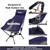 Wildhiker Portable Compact Folding Camping Chairs – Lightweight High Back with Pillow, Deep Recline, ArmPads, Side Pockets-for Motorcycle, RV, Backpacking, Travel, Festival – Indigo Blue