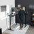 VIVO Corner Standing Desk, 63 x 55 inch Reversible L-Shaped Workstation, Electric Height Adjustment, Home, Office, and Reception Rooms, Black Table Top Black Frame, DESK-E3CTB