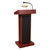 Pemberly Row Sound Lectern with Wireless Handheld Microphone, 40W Amplified Podium with Lamp, Casters & Multimedia Inputs, Mahogany
