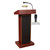 Pemberly Row Sound Lectern with Wireless Handheld Microphone, 40W Amplified Podium with Lamp, Casters & Multimedia Inputs, Mahogany