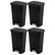 Sterilite 11.9 Gallon Rectangular Step On Kitchen Plastic Indoor Wastebasket with Wide Opening Lid and Comfort Handle for Home, Black (4 Pack)