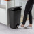 Sterilite 11.9 Gallon Rectangular Step On Kitchen Plastic Indoor Wastebasket with Wide Opening Lid and Comfort Handle for Home, Black (4 Pack)