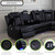 Power Recliner Sofa Sectional Sofa with LED Light for Living Room, Air Leather Reclining Corner Sectional Sofa Set, Cup Holder, Storage Console for Home Theater Seating (Black, Sectional+Chair)