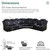 Power Recliner Sofa Sectional Sofa with LED Light for Living Room, Air Leather Reclining Corner Sectional Sofa Set, Cup Holder, Storage Console for Home Theater Seating (Black, Sectional+Chair)
