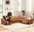 Caberryne Power Recliner Sectional Sofa for Living Room, Power Leather Corner Sectional Couch with Dual Recliners, 5-Seater L Shaped Couch with Storage Console/Cup Holders/30'' Super Wide Seat(Ginger)